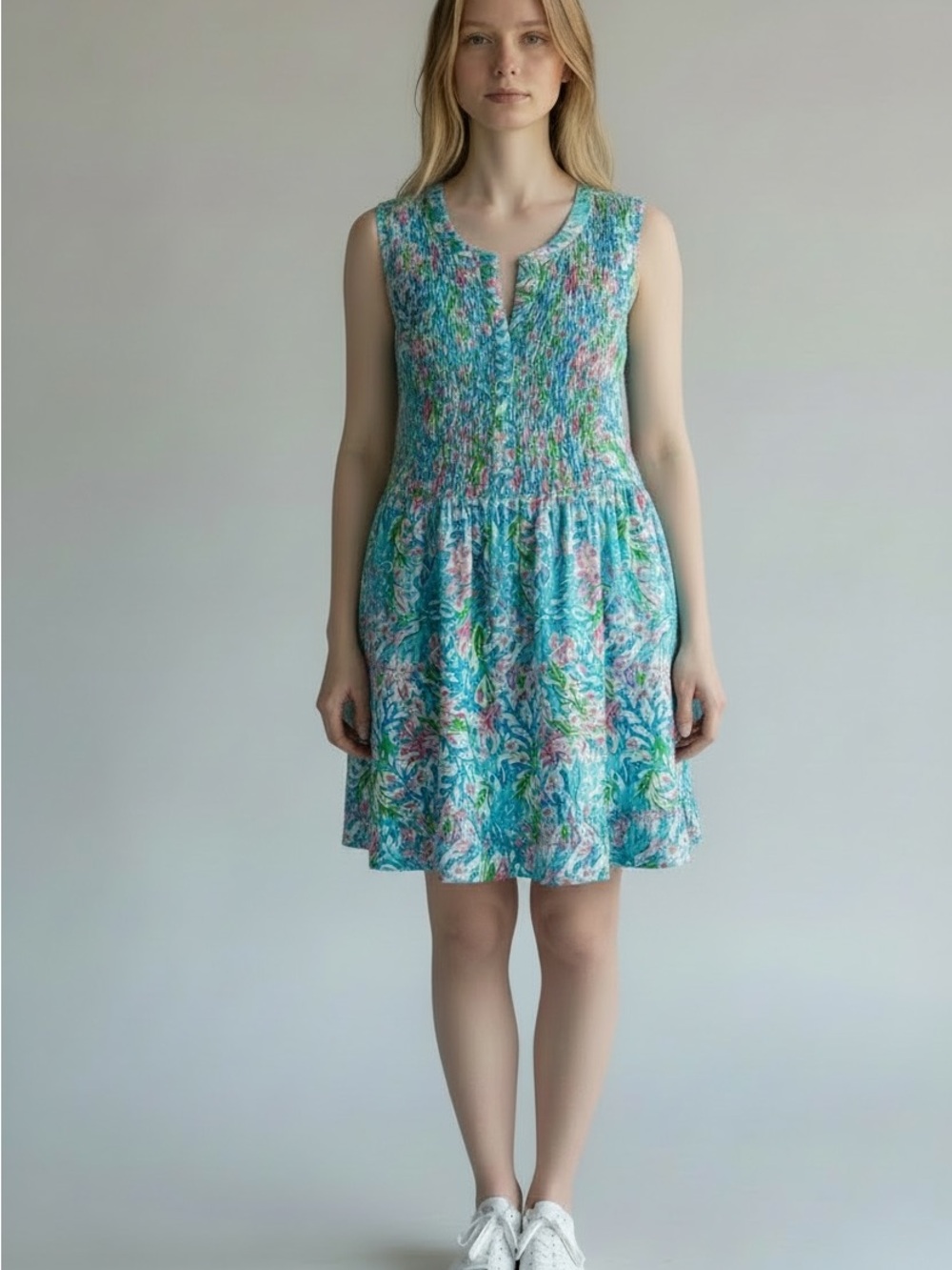 Linda Anderson Floral Charm Ruffle Tank Dress Size XXL